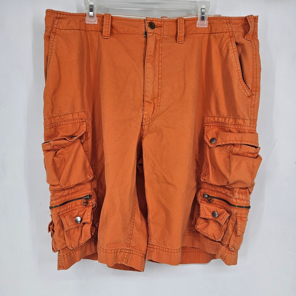 Vintage‎ Polo Ralph Lauren Cargo Shorts Mens 38 Orange Multiple Pockets Zippers